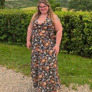 Express Floral Halter Neck Side Slit Maxi Dress 🌼 Size XL